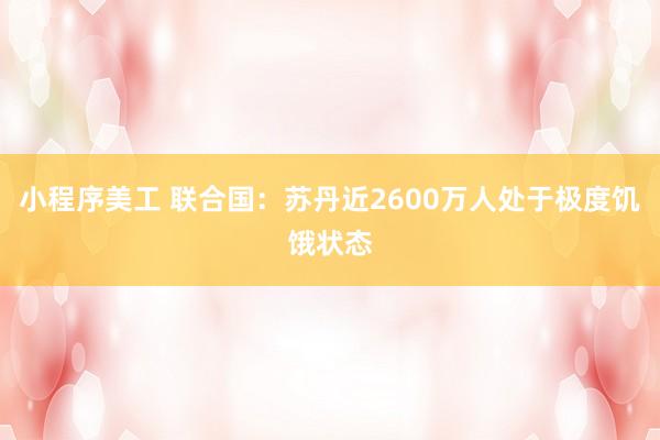 小程序美工 联合国：苏丹近2600万人处于极度饥饿状态