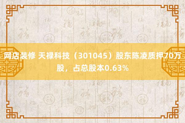 网店装修 天禄科技（301045）股东陈凌质押70万股，占总股本0.63%