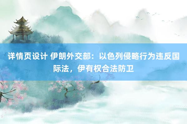 详情页设计 伊朗外交部：以色列侵略行为违反国际法，伊有权合法防卫